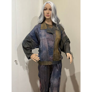 Vintage 80’s 3 piece French laundry by Essey 8/10 jacket pants blouse Blue green